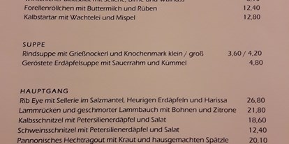 Essen-gehen - Gerichte: Hausmannskost - Österreich - Speisekarte - Restaurant Forthuber im BRÄU