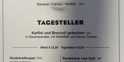 Essen-gehen - Gerichte: Hausmannskost - Tennengau - Speisekarte Tagesteller - Das Johann - Wiener Cafe und Restaurant