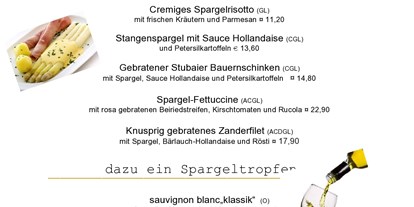 Essen-gehen - Mahlzeiten: Mittagessen - Mutters - Aktuell bei uns ab Ende April 2019: Spargel in allen Variationen! - Restaurant Dollinger