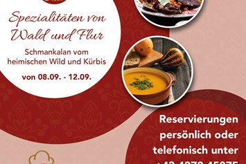 Restaurant: Spezialitäten von Wald und Flur 08.09. -12.09.23 - Restaurant Sissi