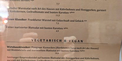 Essen-gehen - Gerichte: Schnitzel - Salzburg-Stadt Salzburger Neustadt - Speisekarte - Zipfer Bierhaus