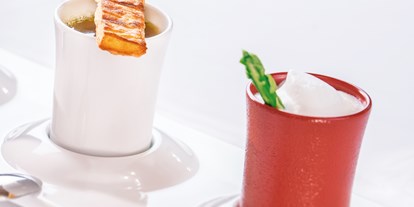 Essen-gehen - Gerichte: Fondue & Raclette - Österreich - Suppentrilogie - kleine Süppchen einfach kosten - Sporthotel Reisch - Restaurant Kaiserstuben