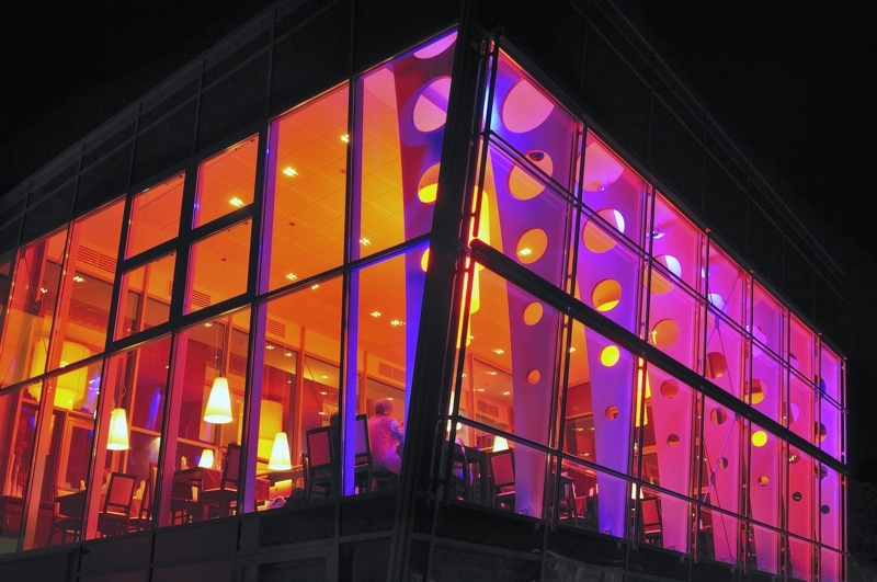 Restaurant - Panoramarestaurant Glashaus, Abend, außen - Panoramarestaurant Glashaus