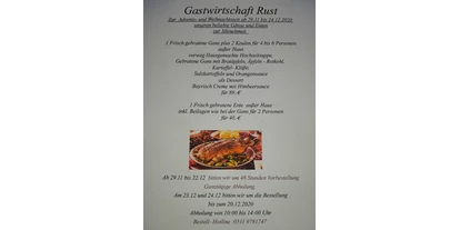 Essen-gehen - zum Mitnehmen - Niedersachsen - Gastwirtschaft Rust