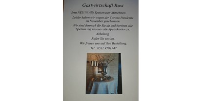 Essen-gehen - Art der Küche: deutsch - PLZ 30657 (Deutschland) - Gastwirtschaft Rust