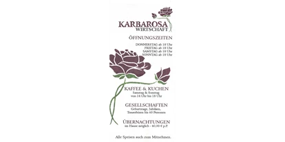 Essen-gehen - Sitzplätze im Freien - PLZ 49637 (Deutschland) - Deckblatt der Speisekarte der KARBAROSA Wirtschaft - KARBAROSA Wirtschaft