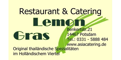 Essen-gehen - grüner Gastgarten - Neu Fahrland - Visitenkarte  - Thai Restaurant LemonGras Potsdam 