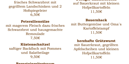 Essen-gehen - Preisniveau: € - Ostseeküste - Hofcafé & Hofküche Bernsteinreiter Hirschburg