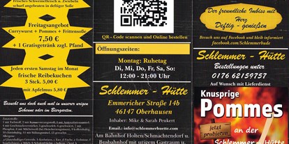 Essen-gehen - Sitzplätze im Freien - Ruhrgebiet - Schlemmer - Hütte / Imbiss & Partyservice