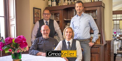 Essen-gehen - PLZ 1220 (Österreich) - Das GmoaKeller-Team: Thomas Staudner, Roland Wondrak, Daniela Steiner und Sebastian Laskowsky - Gmoakeller