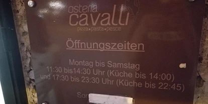 Essen-gehen - Preisniveau: €€ - Zieglau - Die Öffnungszeiten der Osteria Cavalli (Stand 2017) - Osteria Cavalli