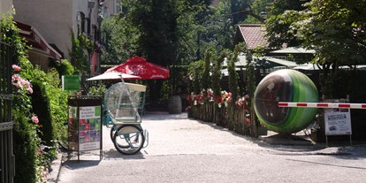 Essen-gehen - grüner Gastgarten - Salzburg-Stadt Salzburger Neustadt - Krimpelstätter, Braugasthof