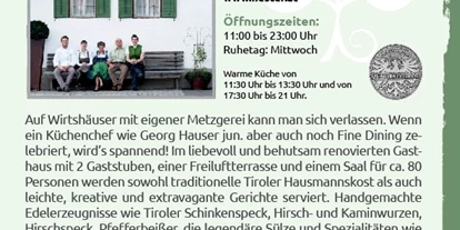 Essen-gehen - Preisniveau: €€€€ - Tirol - ZUM NESTER Gasthaus und Metzgerei