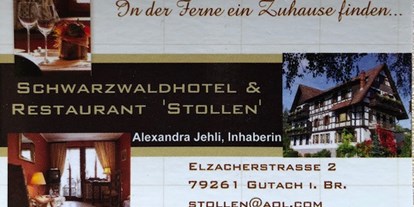 Essen-gehen - Art der Küche: deutsch - Biederbach - Schwarzwaldhotel Stollen