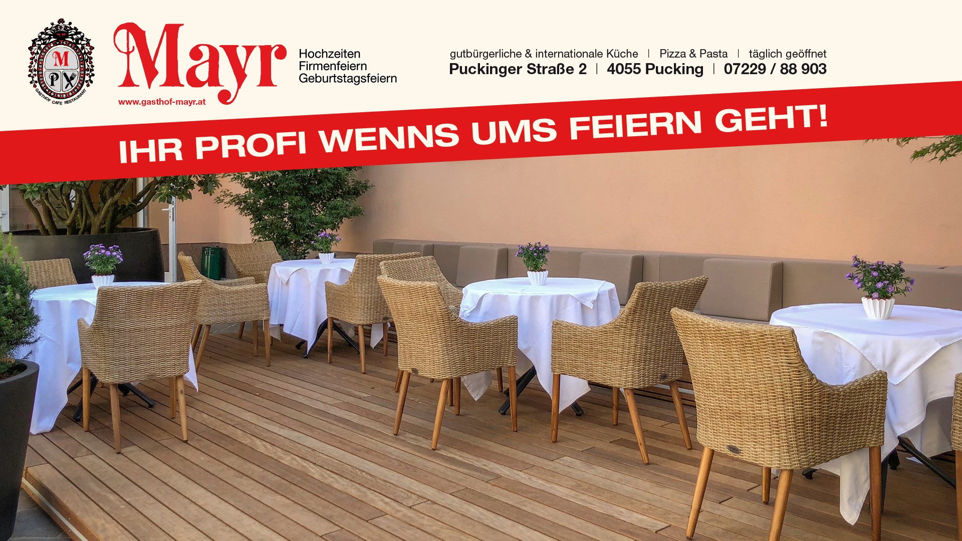 Restaurant: Die neue Lounge, welche im Sommer 2018 errichtet wurde.  - Gasthof Mayr