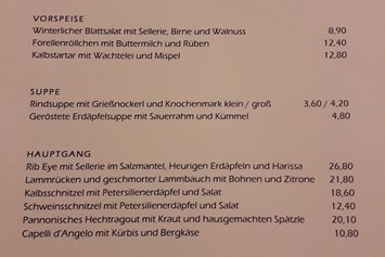 Restaurant: Speisekarte - Restaurant Forthuber im BRÄU
