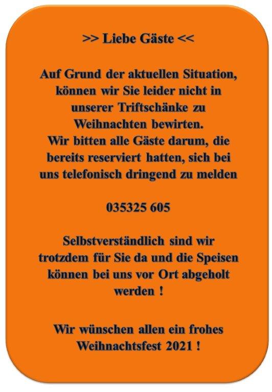 Essen-gehen - Brandenburg - An die Gäste der Triftschänke - Triftschänke Gorden