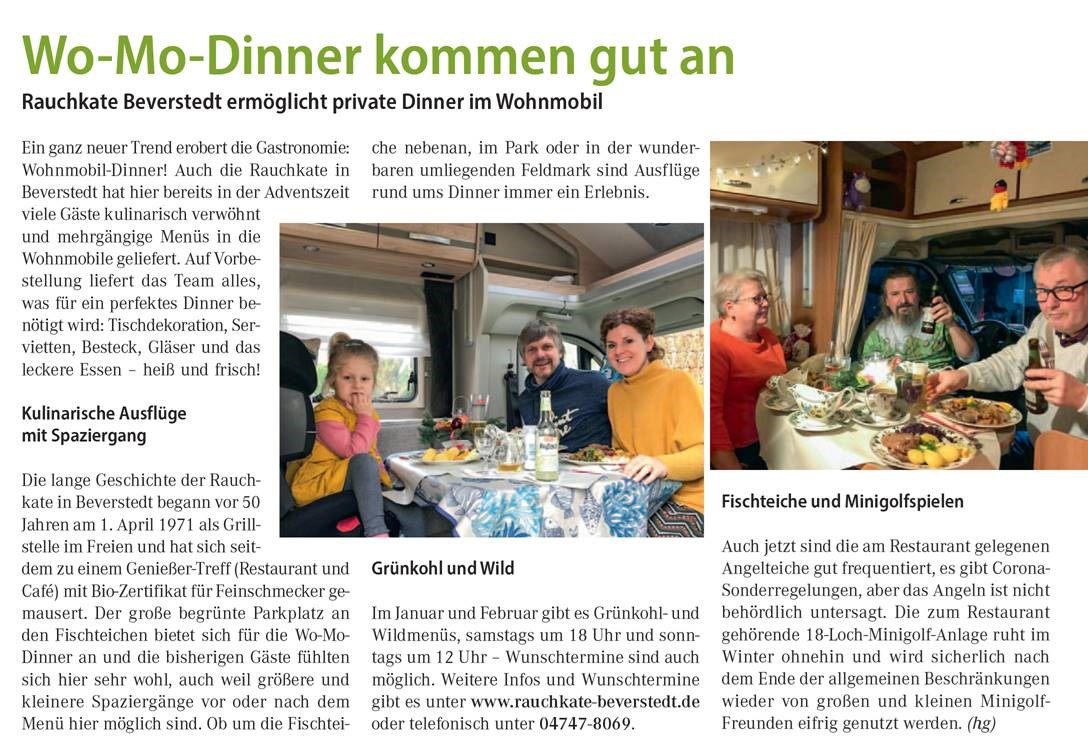 Restaurant: Aktueller Beitrag im Magazin "Land und Leben", Januar-Ausgabe 2021. - Rauchkate Beverstedt