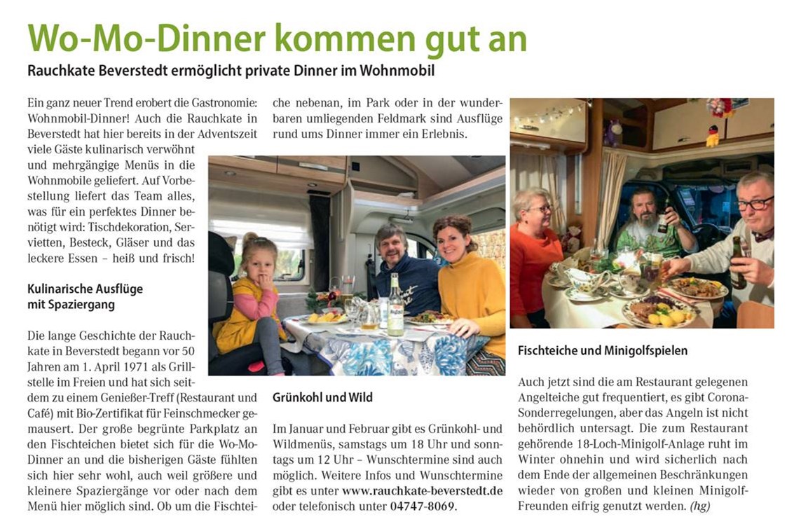 Restaurant: Aktueller Beitrag im Magazin "Land und Leben", Januar-Ausgabe 2021. - Rauchkate Beverstedt