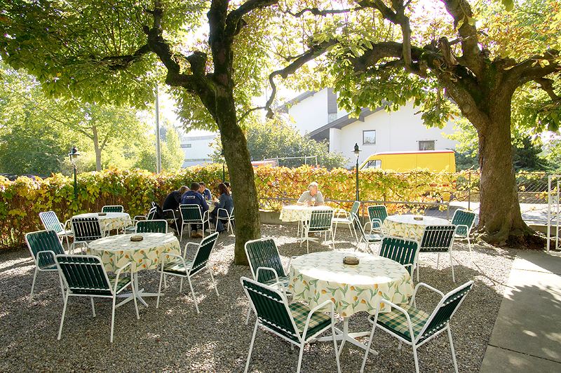 Essen-gehen - PLZ 9424 (Schweiz) - Gastgarten unter Kastanienbäumen - Gasthaus Frühlingsgarten Christine Reiter e.U.