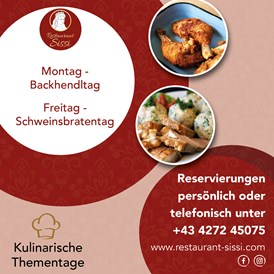 Restaurant: kulinarische Thementage im Restaurant Sissi - Restaurant Sissi