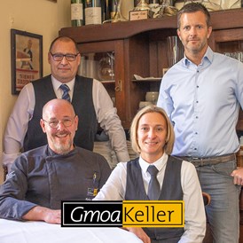 Restaurant: Das GmoaKeller-Team: Thomas Staudner, Roland Wondrak, Daniela Steiner und Sebastian Laskowsky - Gmoakeller