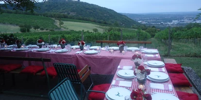Essen-gehen - Korneuburg - Winzerhaus & Terrasse  mit wunderschönen Wien/Donau Ausblick bei Heuriger Sirbu  -  Heuriger Sirbu