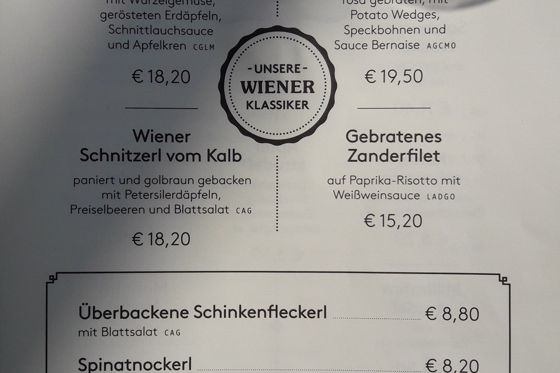 Restaurant: Speisekarte Hauptspeisen - Das Johann - Wiener Cafe und Restaurant