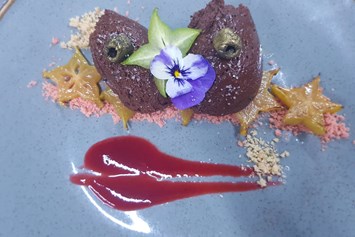 Restaurant: Dunkles Olivenöl Schokolademousse mit Fleur di Sel - Gabriel's Cucina