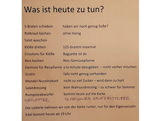 Restaurant: Arbeitsliste - hinter den Kulissen... - SophienBäck
