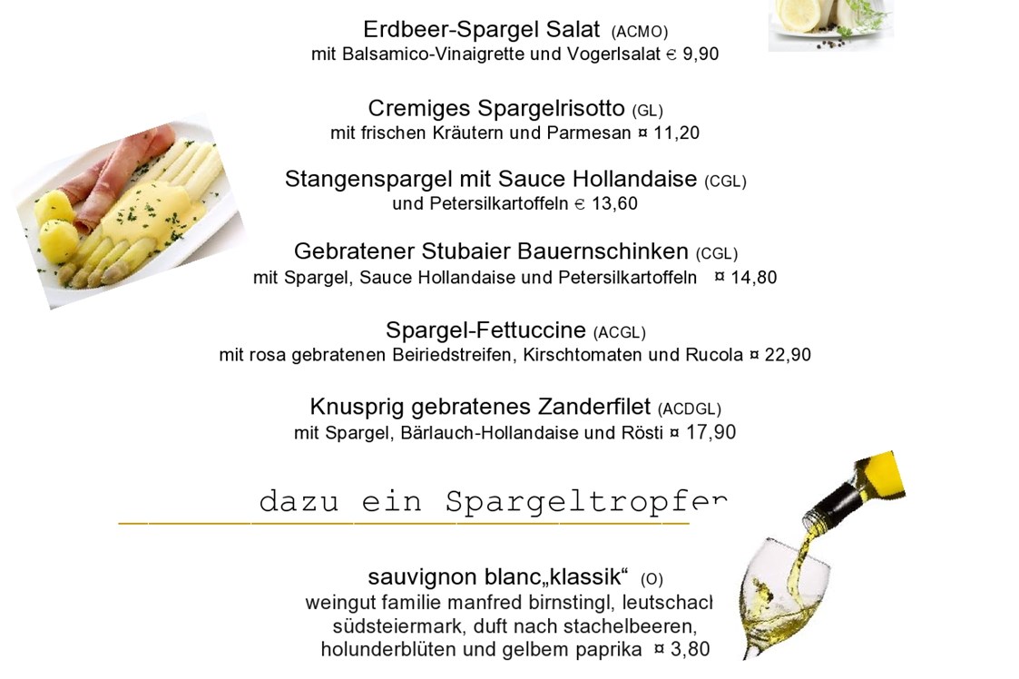 Restaurant: Aktuell bei uns ab Ende April 2019: Spargel in allen Variationen! - Restaurant Dollinger