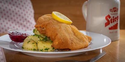 Essen-gehen - rollstuhlgerecht - Salzburg-Stadt Liefering - Stieglkeller's Schnitzel - Stiegl-Keller Salzburg