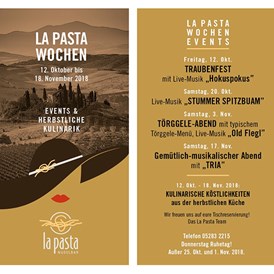 Restaurant: La Pasta Wochen Oktober / November 2018 - La Pasta Nudelbar