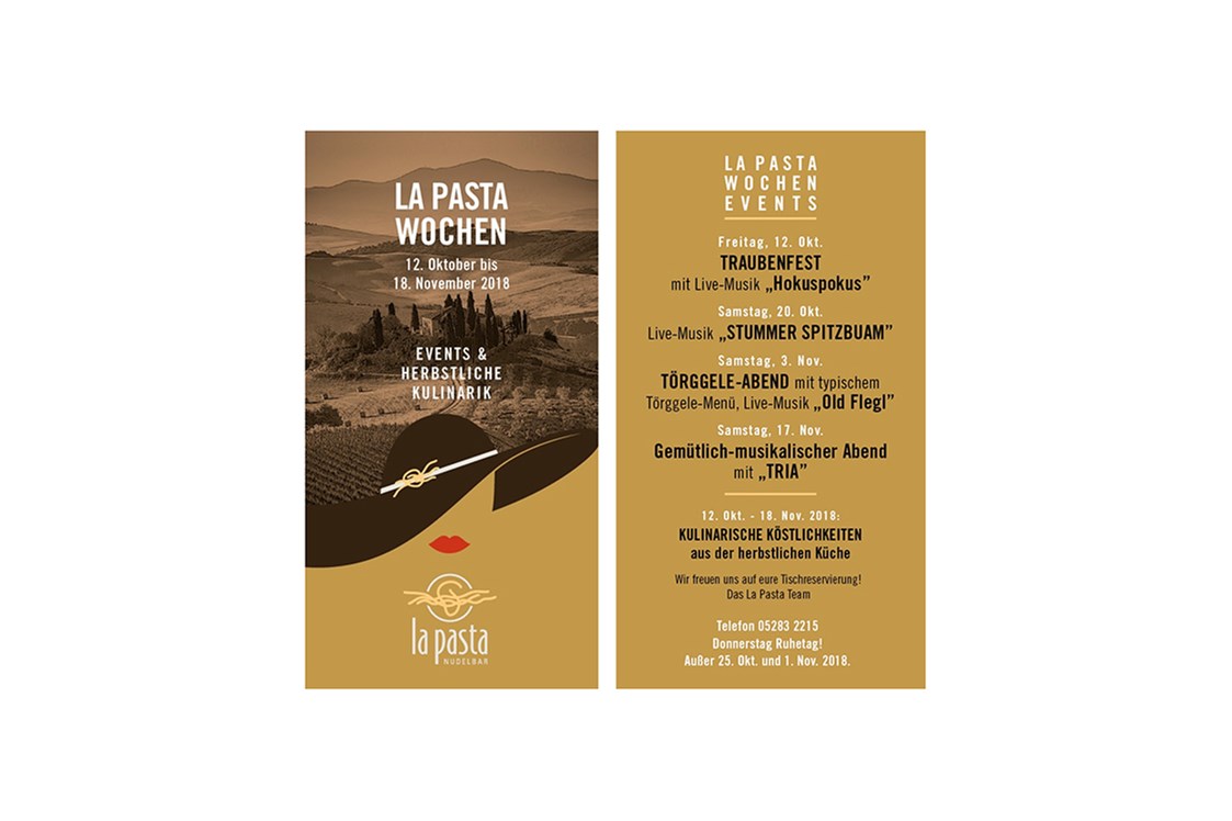 Restaurant: La Pasta Wochen Oktober / November 2018 - La Pasta Nudelbar