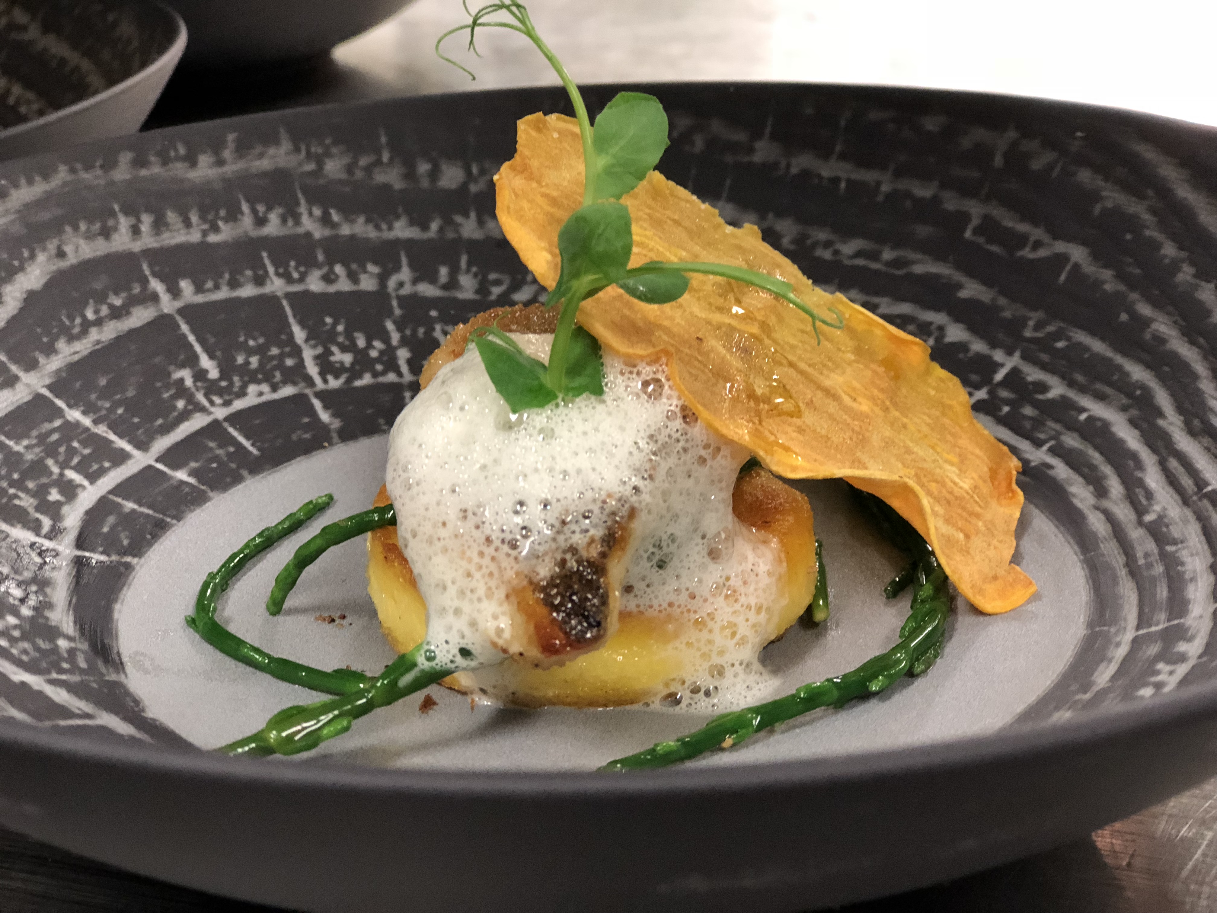 Essen-gehen - Sitzplätze im Freien - Tirol - Fisch mit Wasserspargel - Sonnenhofs Wirtshaus