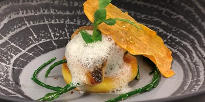 Essen-gehen - Gerichte: Desserts - Tannheimertal - Fisch mit Wasserspargel - Sonnenhofs Wirtshaus